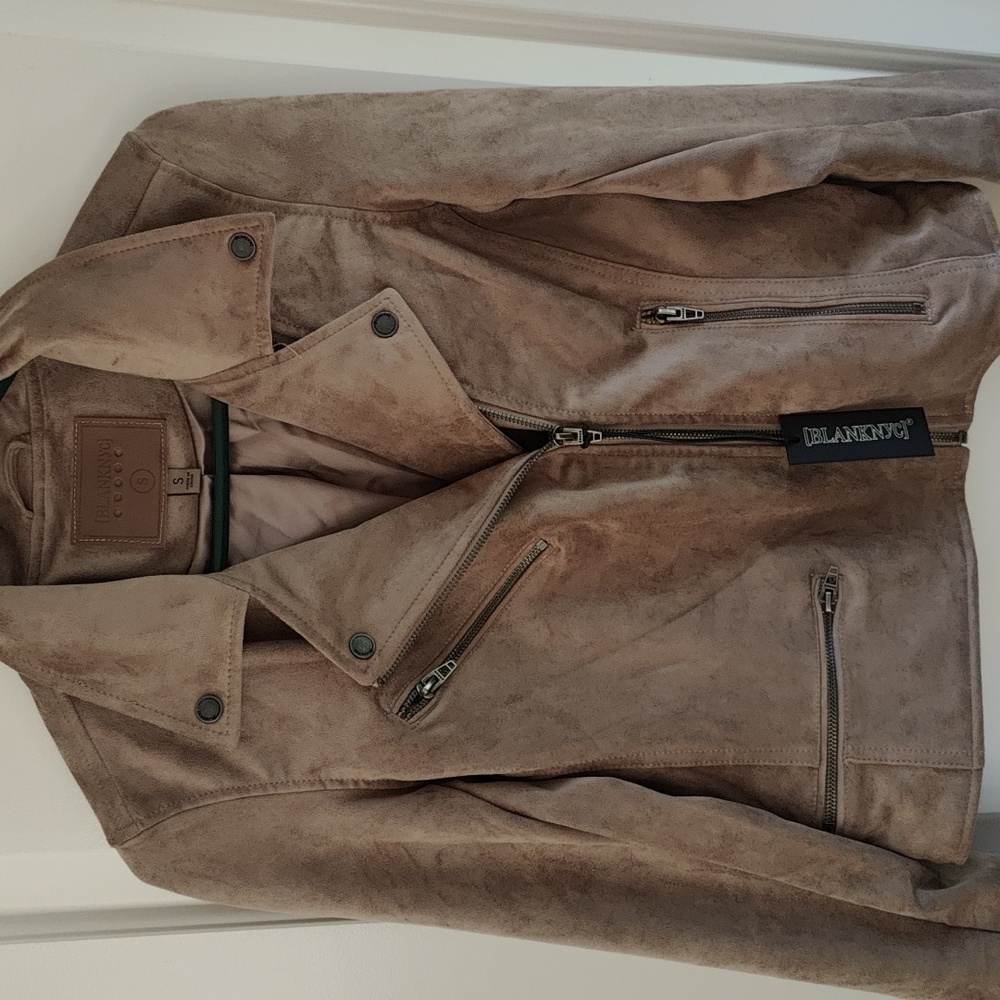 Blank NYC Suede Moto Jacket in Brown NWT